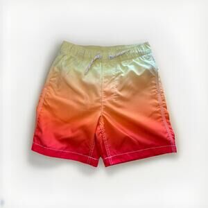 Gap Boys Ombré Swim Trunks Yellow Orange Red M (8) Drawstring Elastic Waist